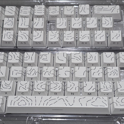 Topographic White Line Crack Side Backlit Cherry PBT Keycaps