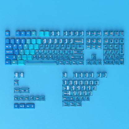 Blue Sea Clear Sky Gradient PBT PC Double Cherry Transparent Backlit Keycaps