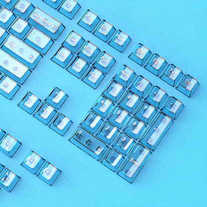 Blue Sea Clear Sky Gradient PBT PC Double Cherry Transparent Backlit Keycaps
