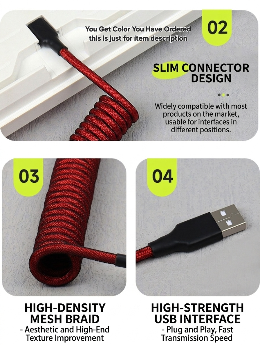 Milky White Gx16 Aviator Connector Premium Mechanical Keyboard 3.5m Cable