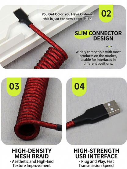 Yellow Black Gx16 Aviator Connector Premium Mechanical Keyboard 3.5m Cable
