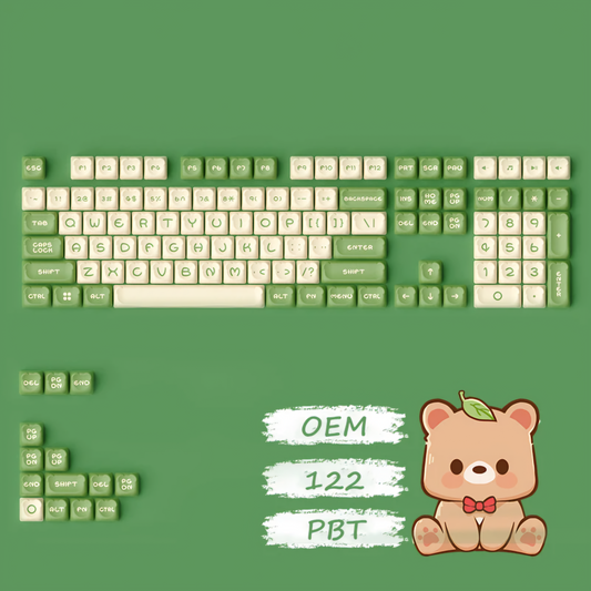 Matcha Bear Unique Double shot PBT Keycaps