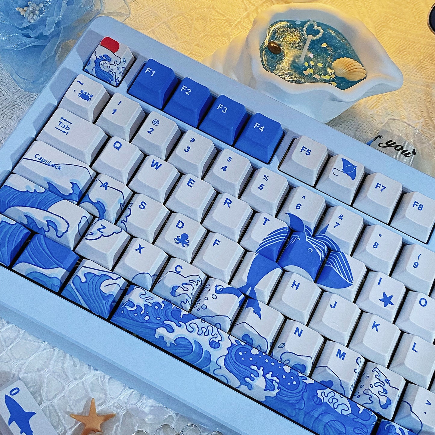 Whale Ocean Cherry a PBT Keycaps