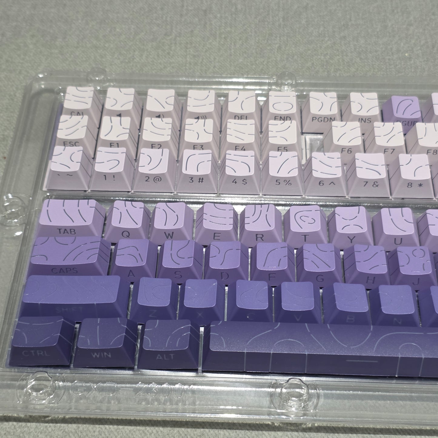 Purple Topographic Gradient Line Crack Side Backlit Keycaps