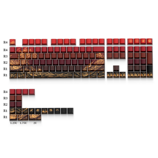 Red Wave of Kanagawa Side Backlit Cherry PBT Keycaps