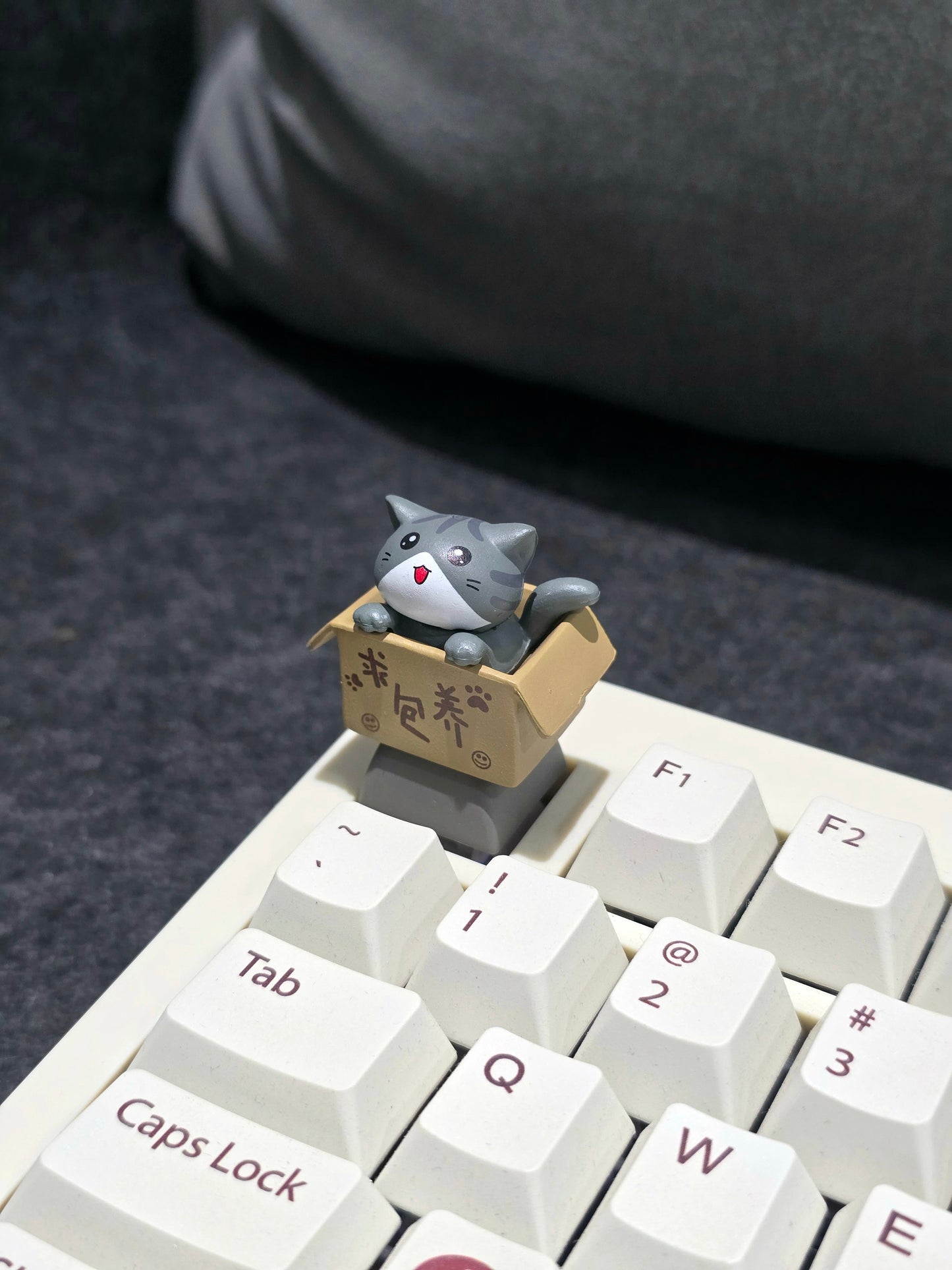 Happy Cat In Basket Resin Artisan Keycap