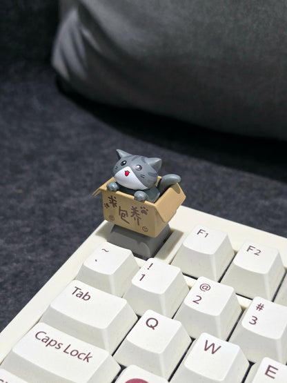 Happy Cat In Basket Resin Artisan Keycap
