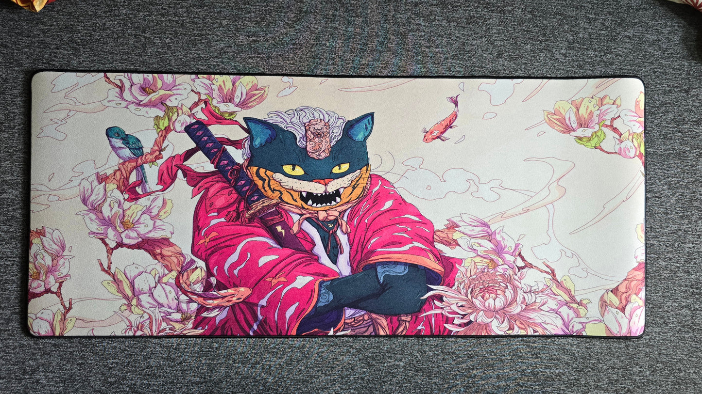 Samurai Cat Warrior Premium Control Surface XXL Deskmat