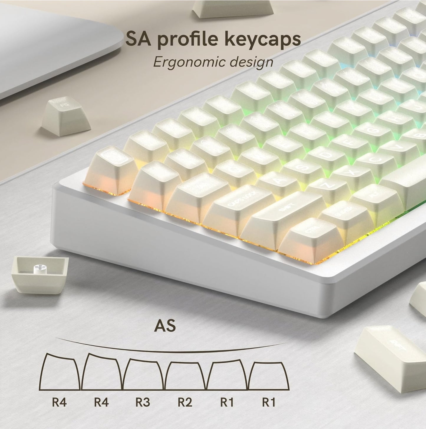 White Jade Translucent SA Profile Doubleshot PBT Keycap