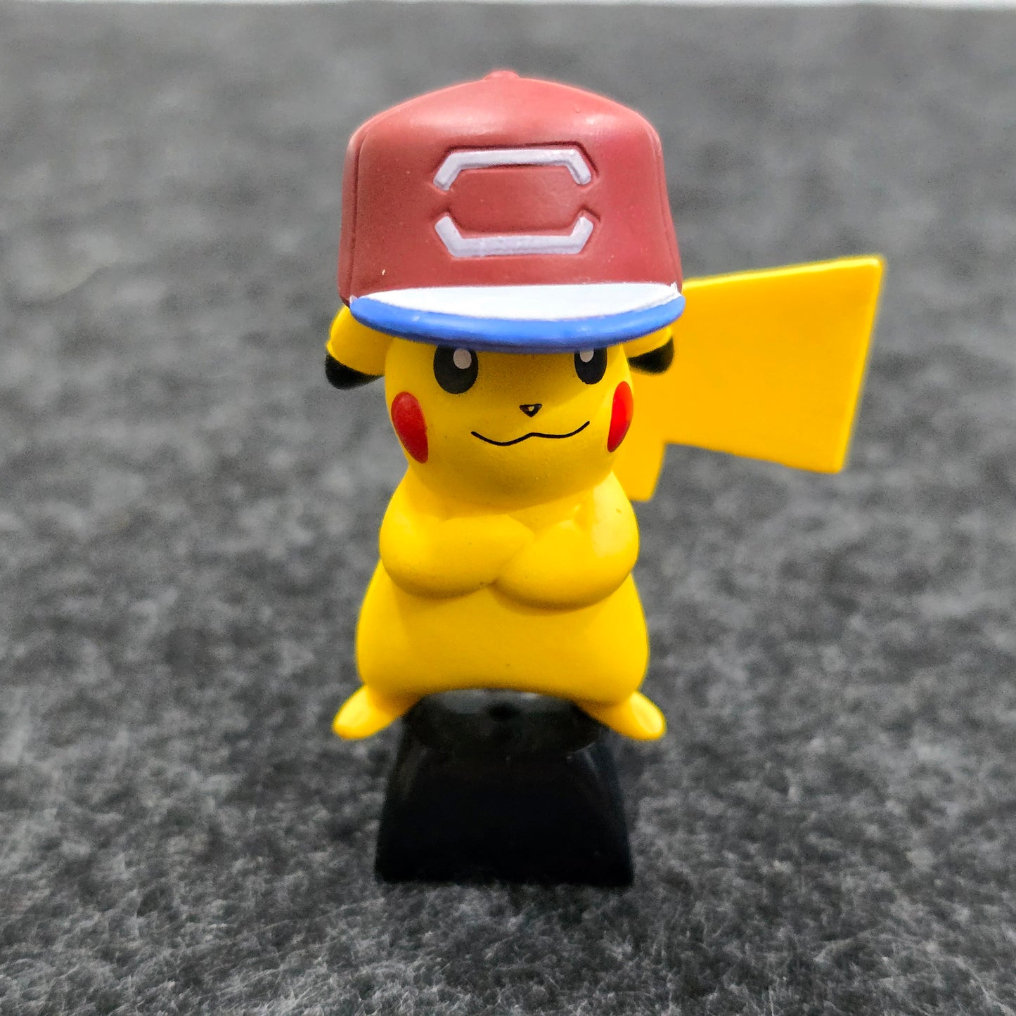 Pikachu With Hat With Glossy Black Base Pokemon 3D Artisan Keycaps 1u