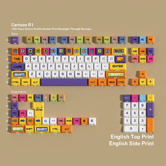 Pixel Punch Cartoon Dual Legends Backlit Keycaps