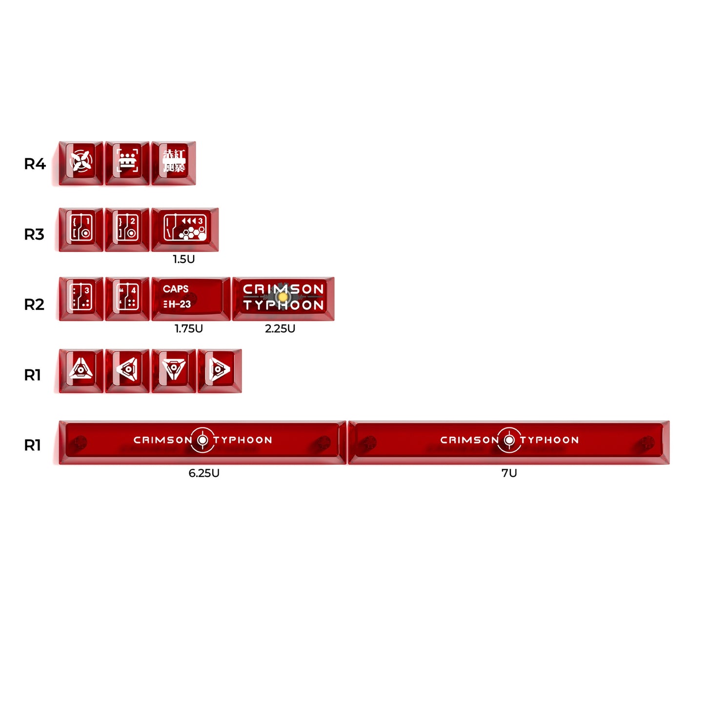 XVX Blazing Storm PBT PC Artisan Translucent Keycaps