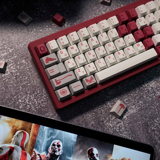 God Of War Premium Cherry PBT Keycaps With High Quality Keys Storage Box
