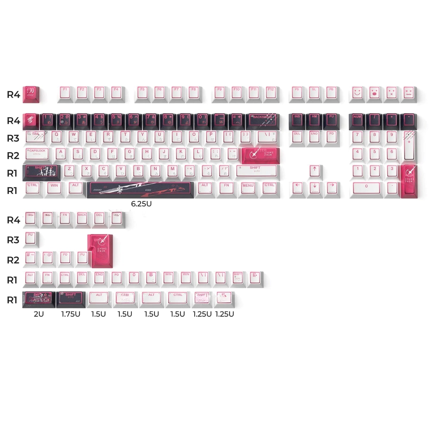 Top Backlit Yuki Aim Snow Blade OEM Keycap Set